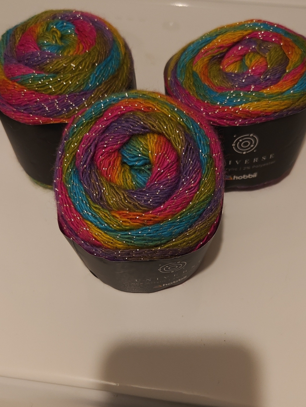Multicolor Glitter Yarn Cake - Vibrant Rainbow